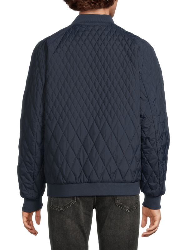 KARL Men’s Quilted Bomber Jacket – Navy Blue