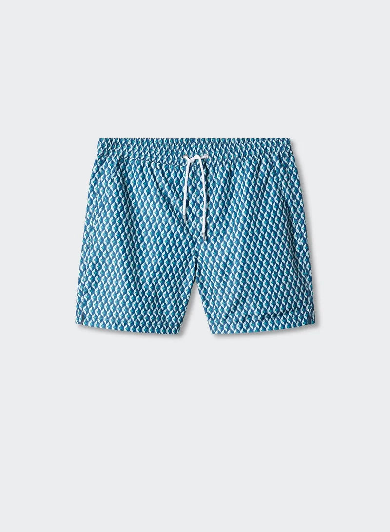 MNG Geometric Print  Swim Trunk