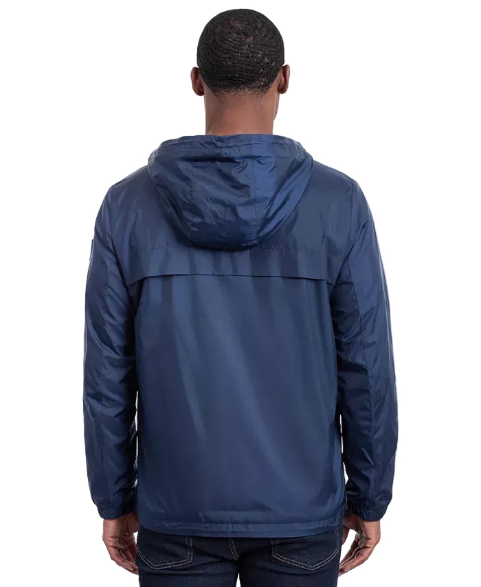 CALVIN KLEIN Hooded Logo Windbreaker with Fleece Lining Men Jacket _ Navy
