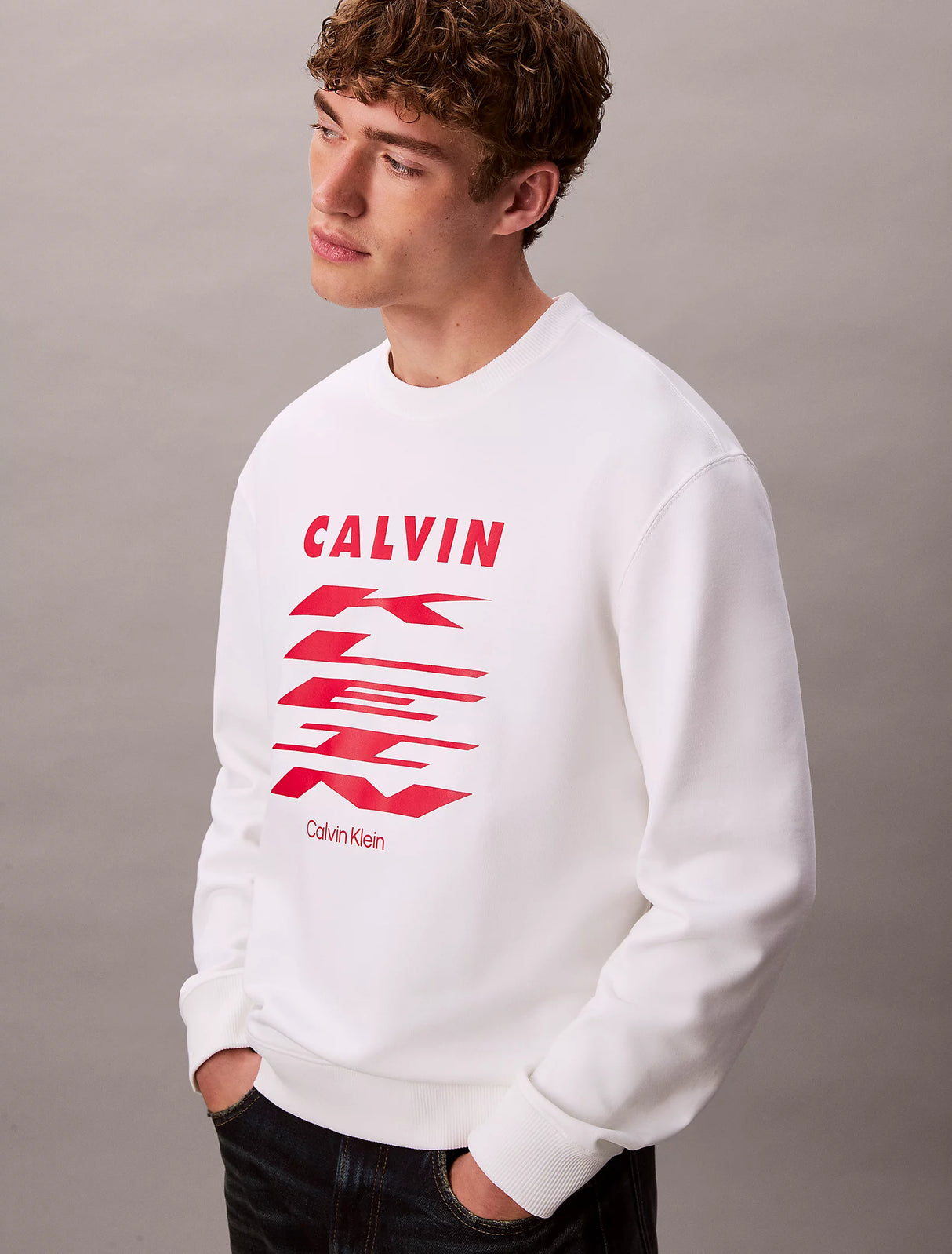 Calvin Klein Sweatshirt Logo Printed Men _ Off white