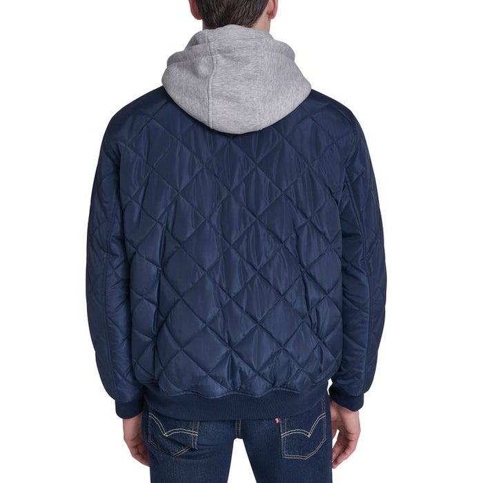 CONVERSE ALL STAR Hooded Quilted Bomber Men Jacket _ Navy