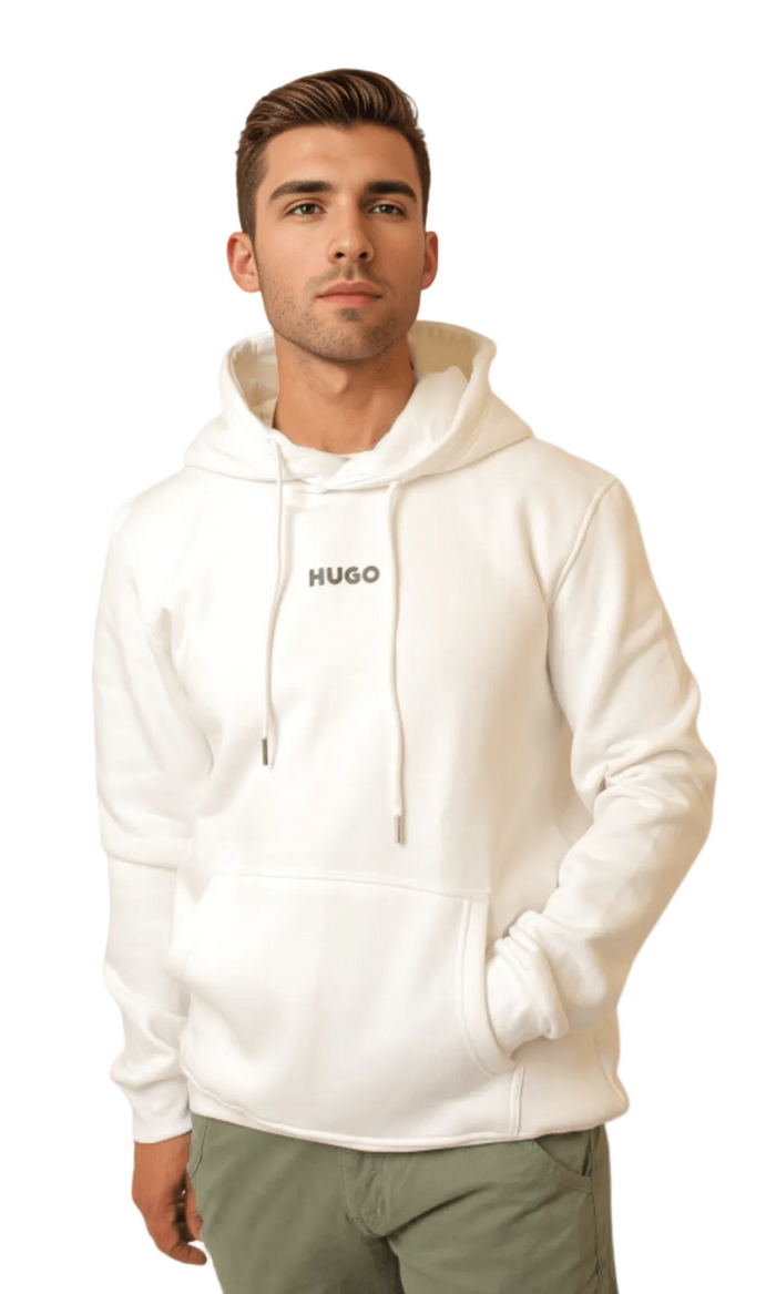 HUGO Hoodie Dapo Logo  Print Men _ Off White