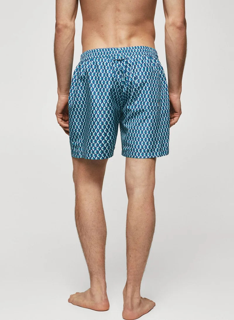 MNG Geometric Print  Swim Trunk