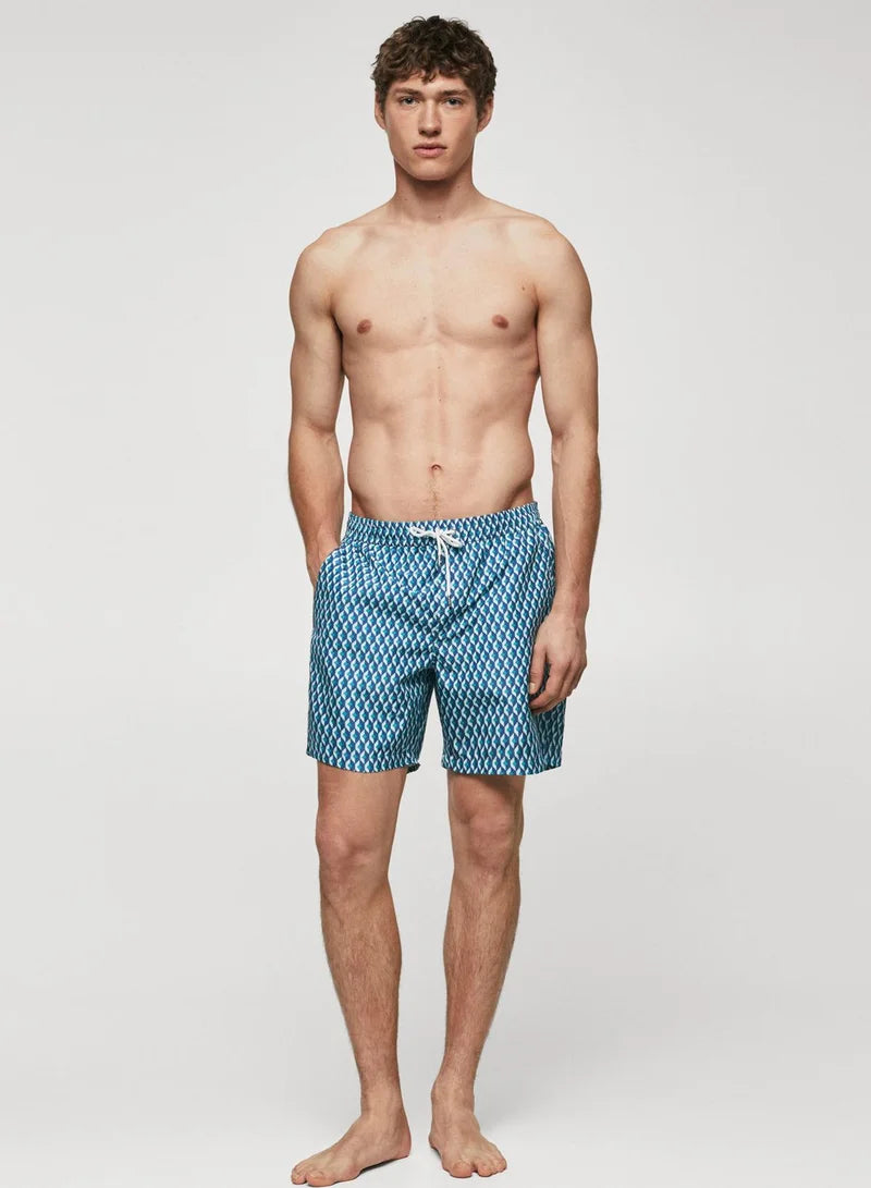 MNG Geometric Print  Swim Trunk