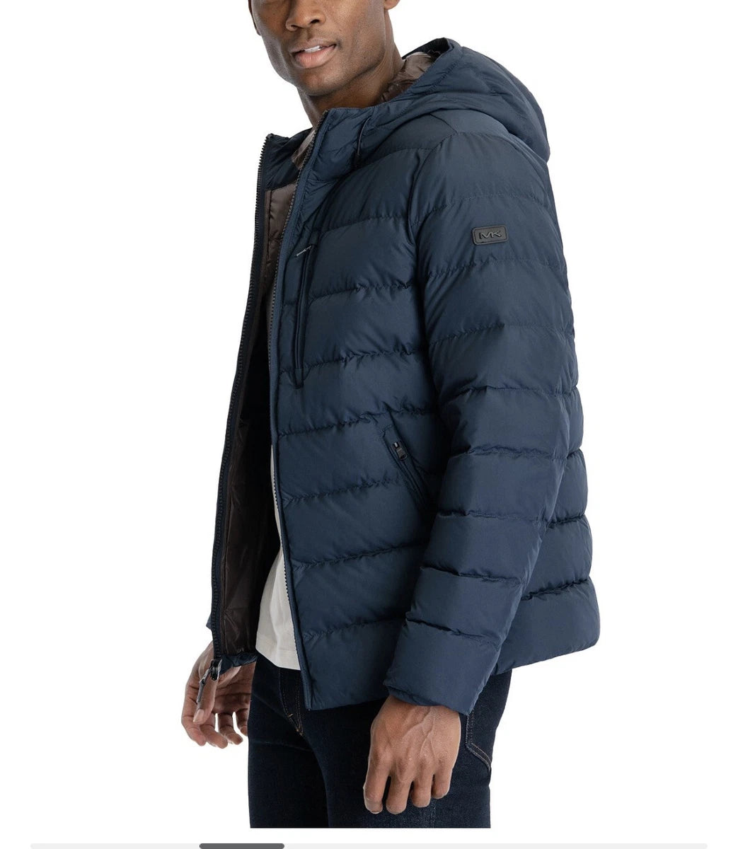 Michael Kors Men’s Hooded Puffer Jacket – Navy Blue | Winter Outerwear