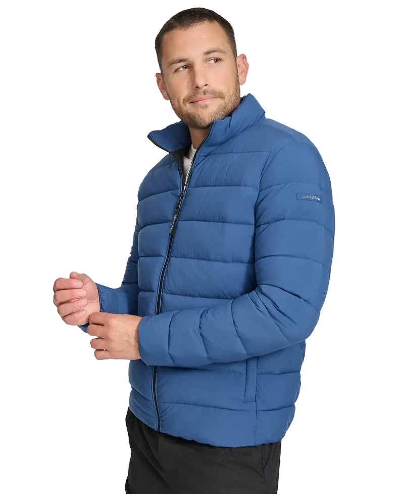 Calvin Klein Men Stretch Zip-Up Parka Jacket – Jeans Color