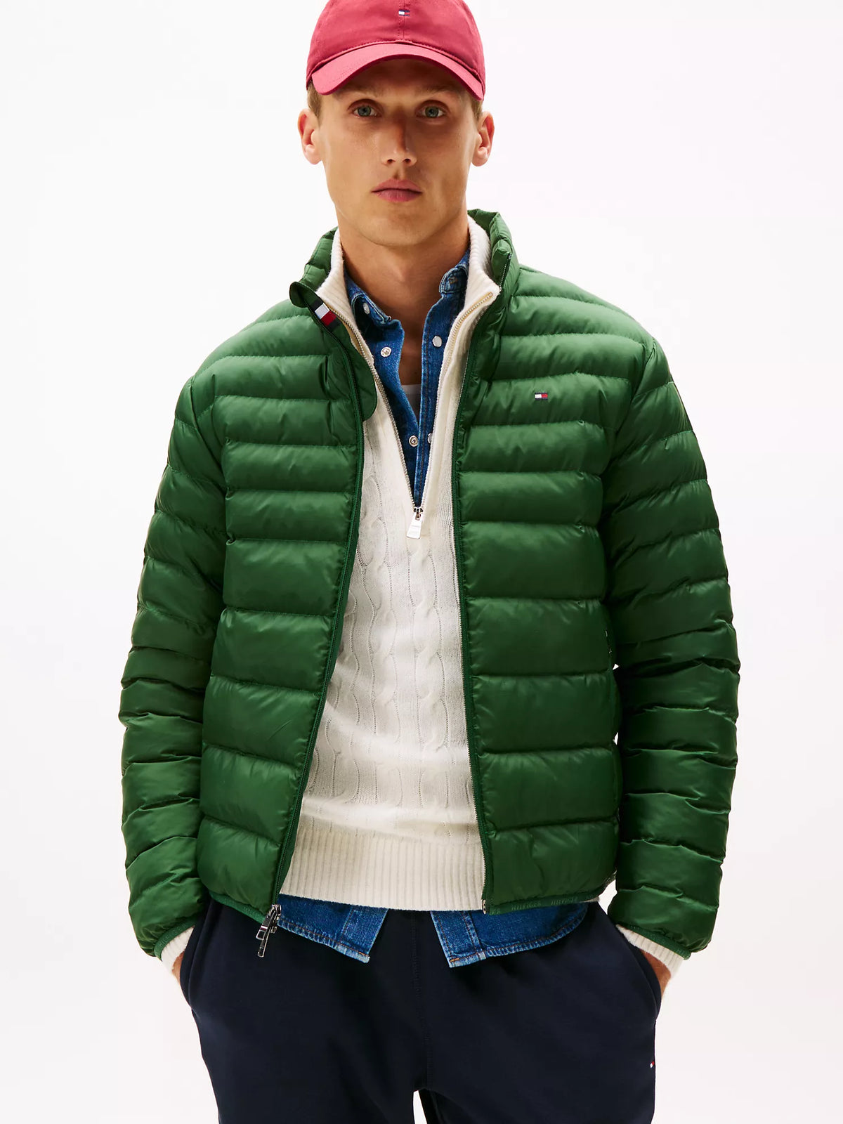 Tommy Hilfiger Men Lightweight Ultra Loft Packable Puffer Jacket _Dark Green