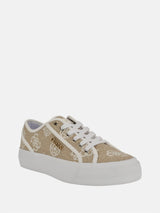 GUESS Women’s Beige Monogram Lace-Up Sneakers