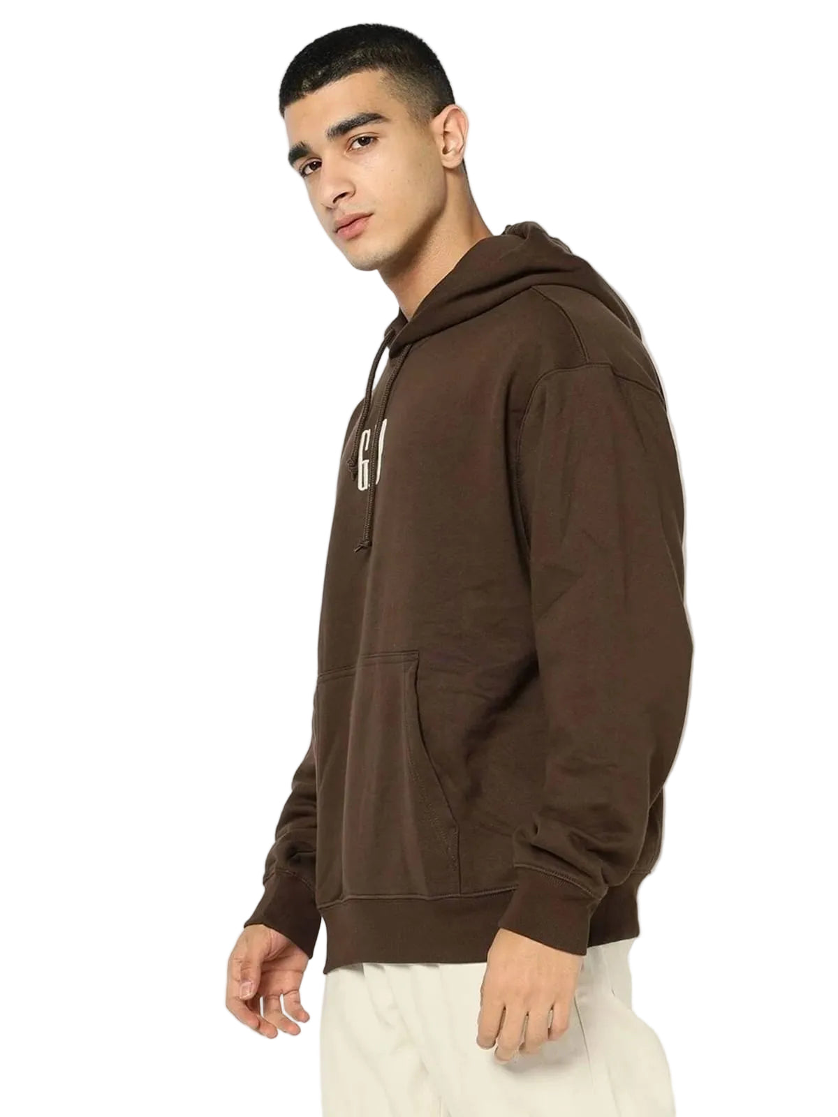 GAP Men’s Logo Drop-Shoulder Hooded Neck Hoodie – Brown