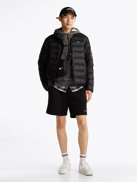 Tommy Hilfiger Men’s Lightweight Hooded Puffer Jacket – Black