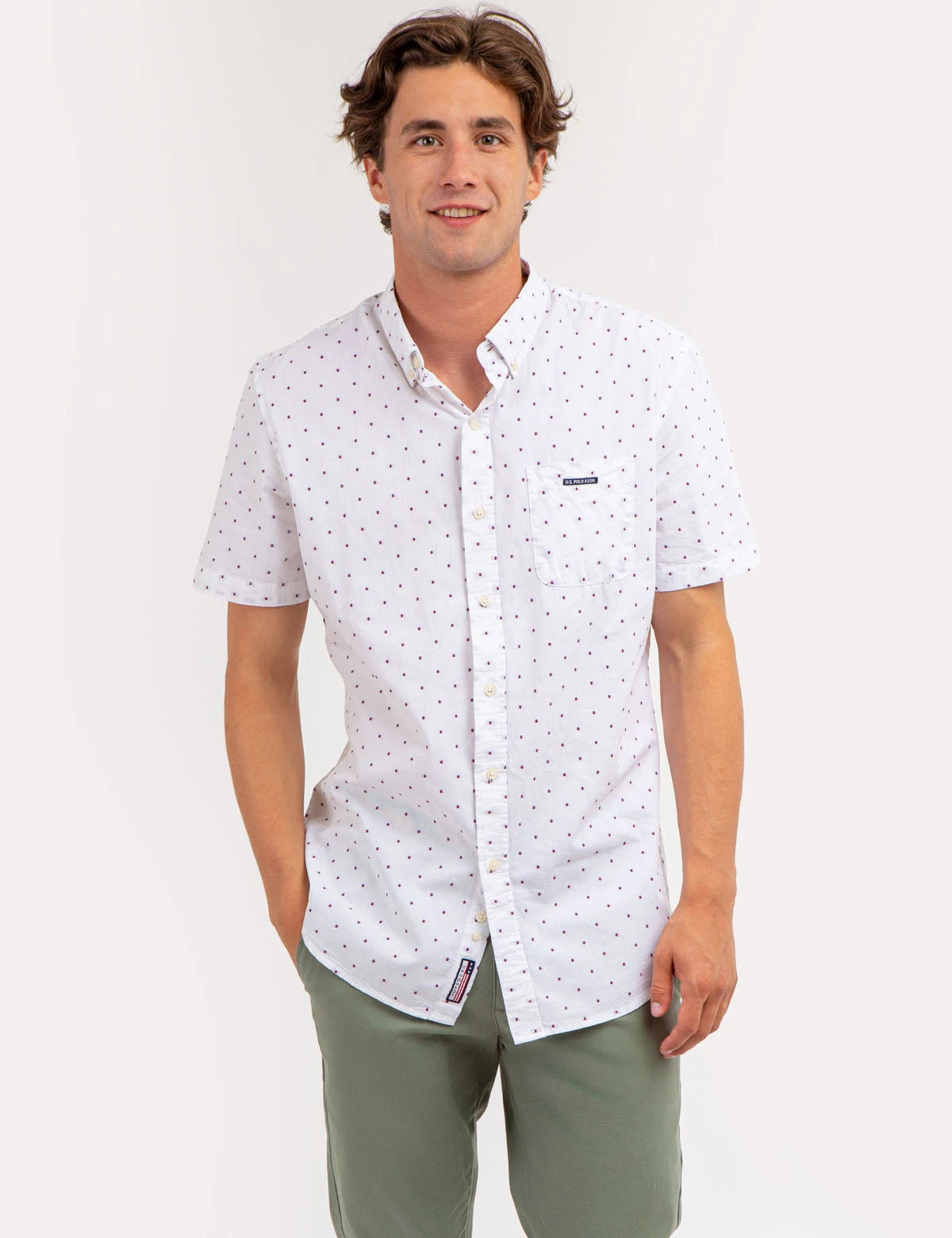 U.S POLO SWISS DOT POPLIN  SHIRT