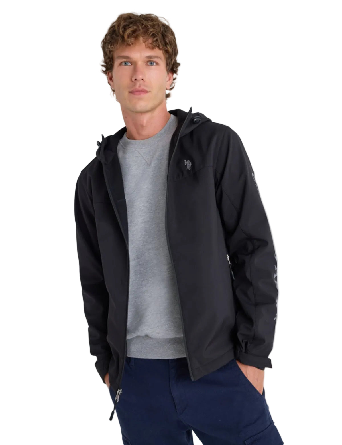 U.S. Polo Assn  Stylish youth polar fleece Men jacket _ Black