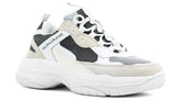 Calvin Klein Jeans Men's Marvin chunky sneakers in white and black suede.