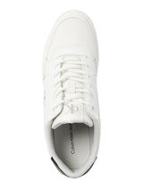 This is a pair of Calvin Klein Jeans Classic Cupsole Tech Ripstop men's sneakers in white with a black heel tab.