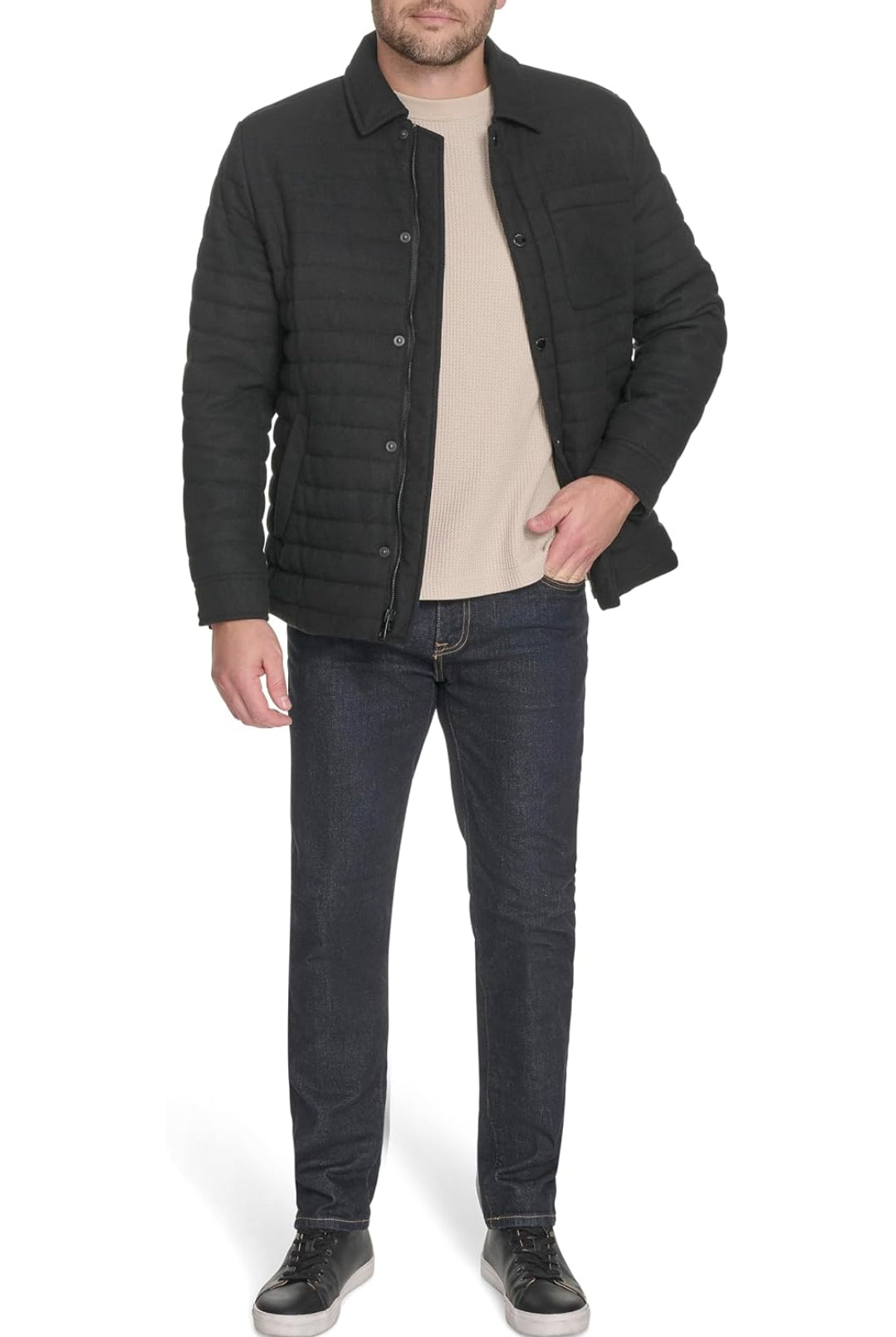 TOMMY HILFIGER Quilted Wool Blend Men jacket _ Black