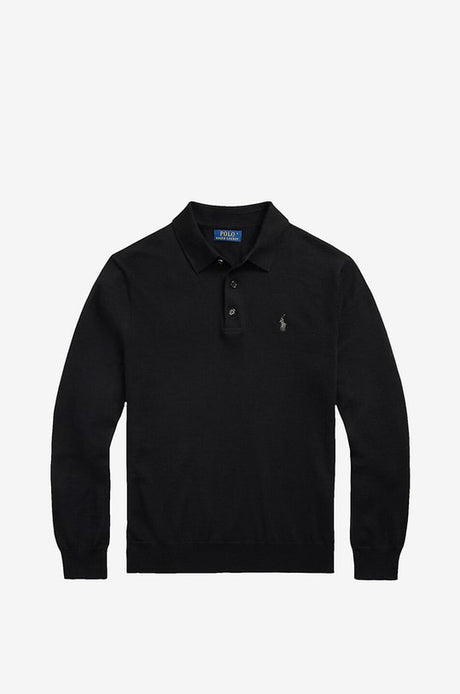Ralph Lauren Men’s Classic Long-Sleeve Knit Polo Shirt – Black