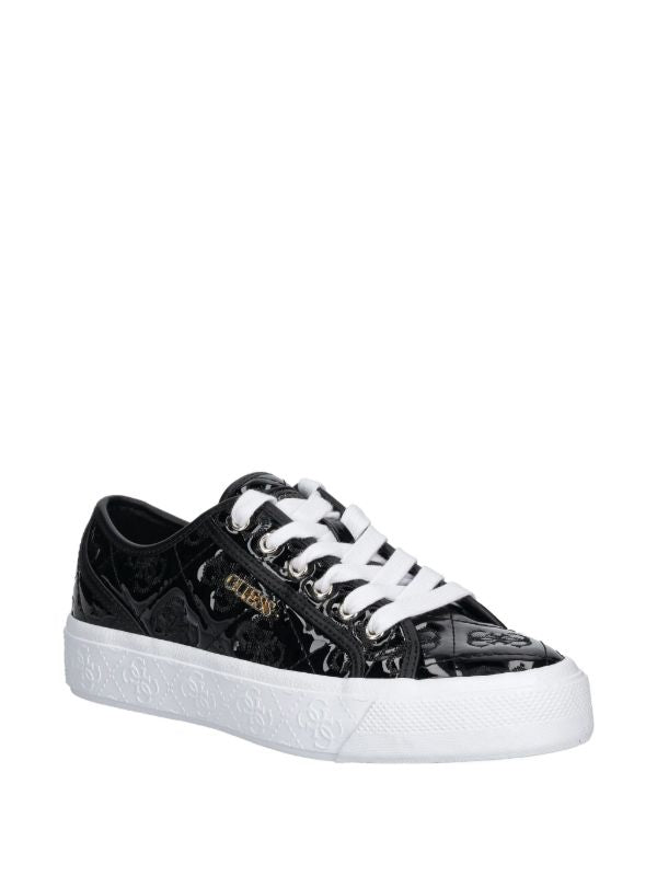 GUESS Women’s Black Patent Monogram Lace-Up Sneakers