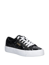 GUESS Women’s Black Patent Monogram Lace-Up Sneakers