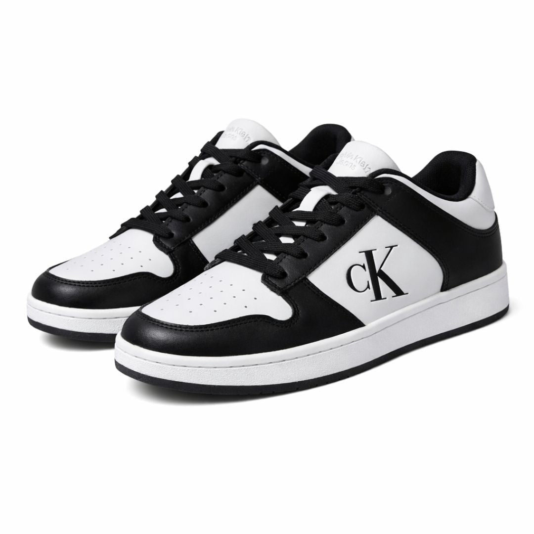 Calvin Klein Men’s Black & White Leather Sneakers