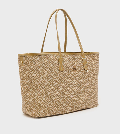 Tommy Monogram Patterned Leather Tote Bag