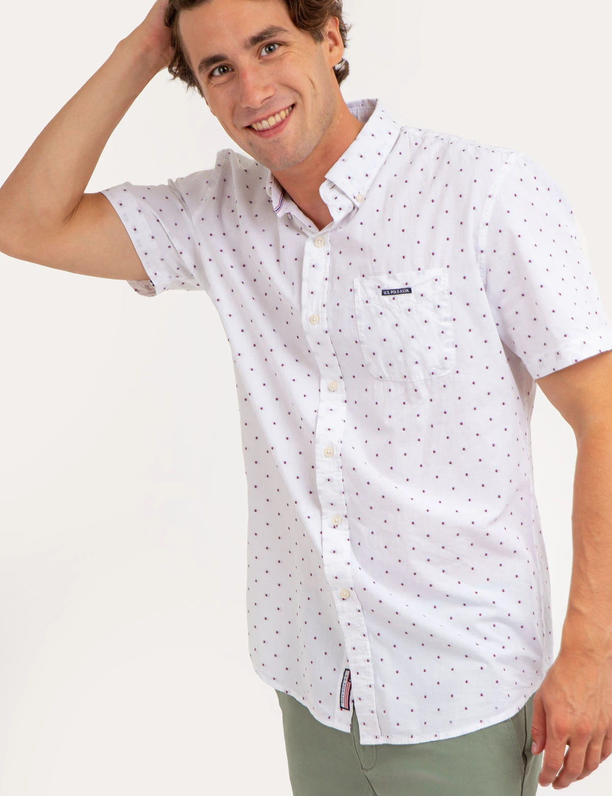 U.S POLO SWISS DOT POPLIN  SHIRT