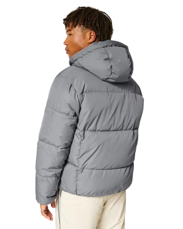 Hollister Faux Fur-Lined Puffer men's  jacket Grey color