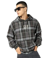 GAP Men’s Multi-Colour Plaid Drop-Shoulder Hoodie – Multicolor