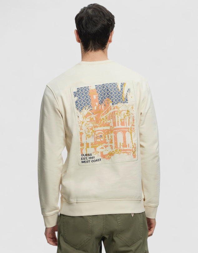 Guess Sweatshirt Logo Printed Men _ Off White