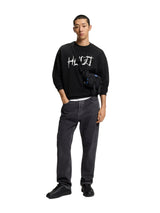 HUGO Sweatshirt Artwork Crew Neck Men _ Black