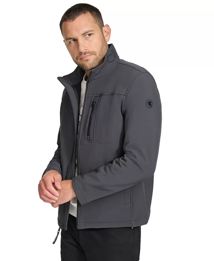 Calvin Klein Men  Infinite Stretch Soft Shell Lightweight Water-Repellent  Jacket – Dark Grey