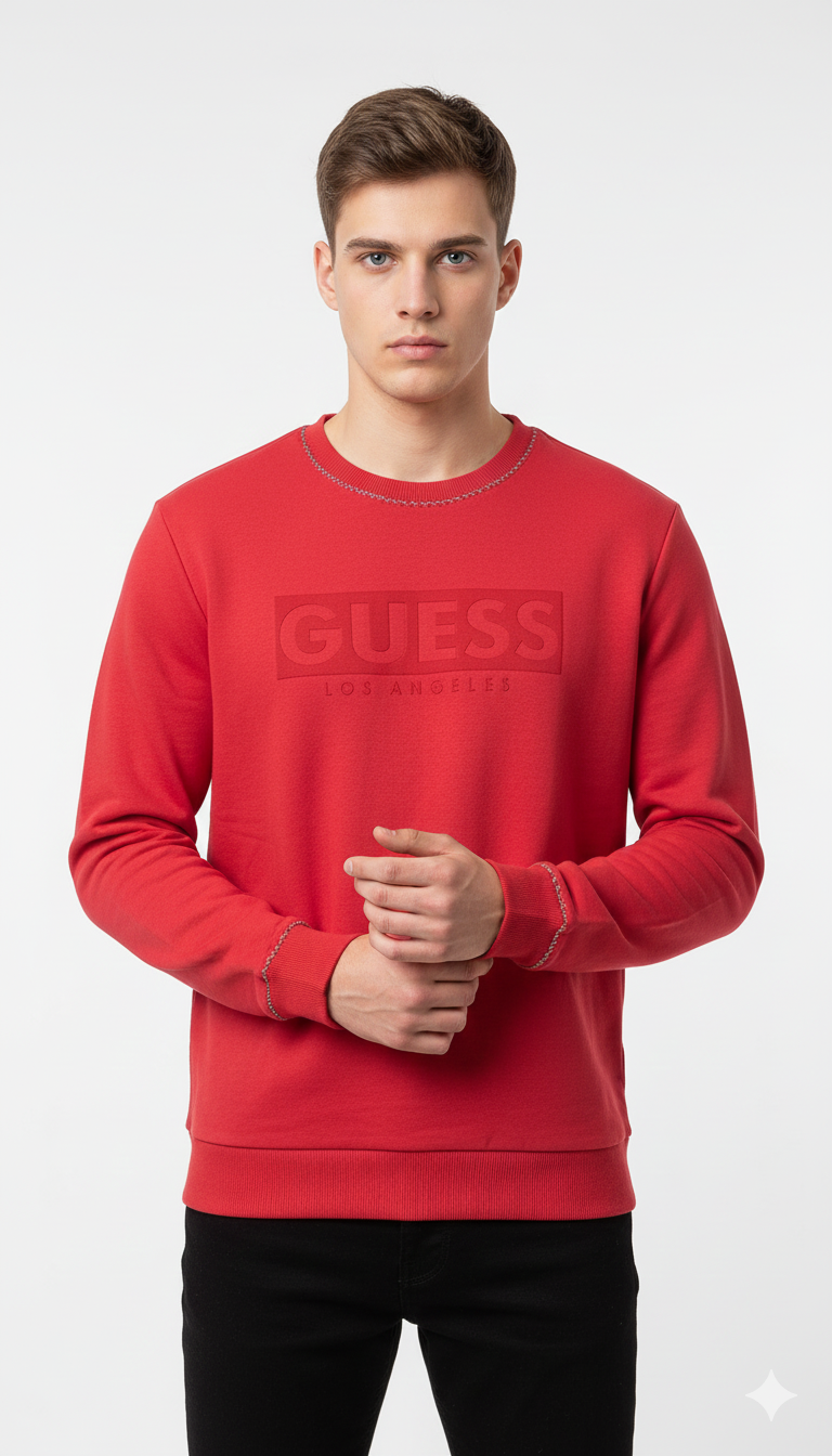 Guess Sweatshirt Logo Printed Men _ Water melon color