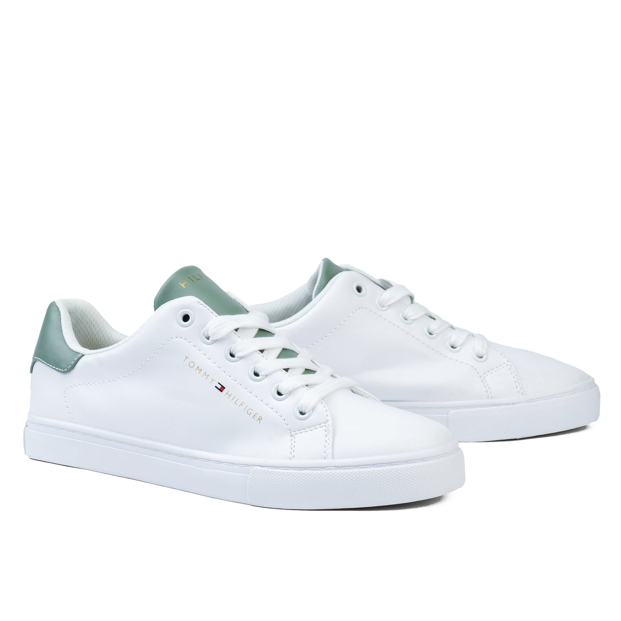 Tommy Hilfiger Women’s Classic Court Sneaker – White & Mint Green