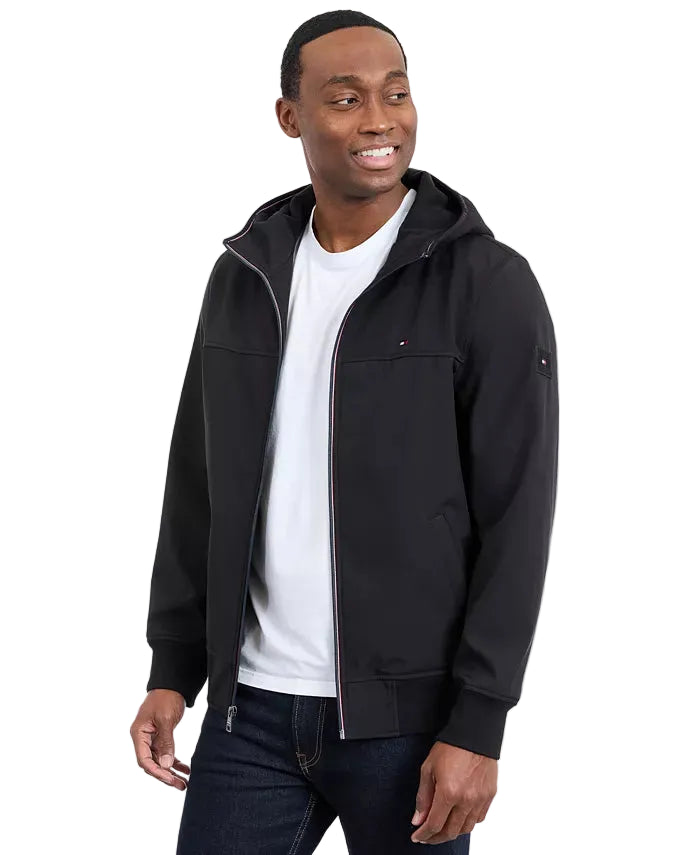 TOMMY HLFIGER Hooded Jacket, Soft, Wind- and Water-Repellent Men jacket _ Black