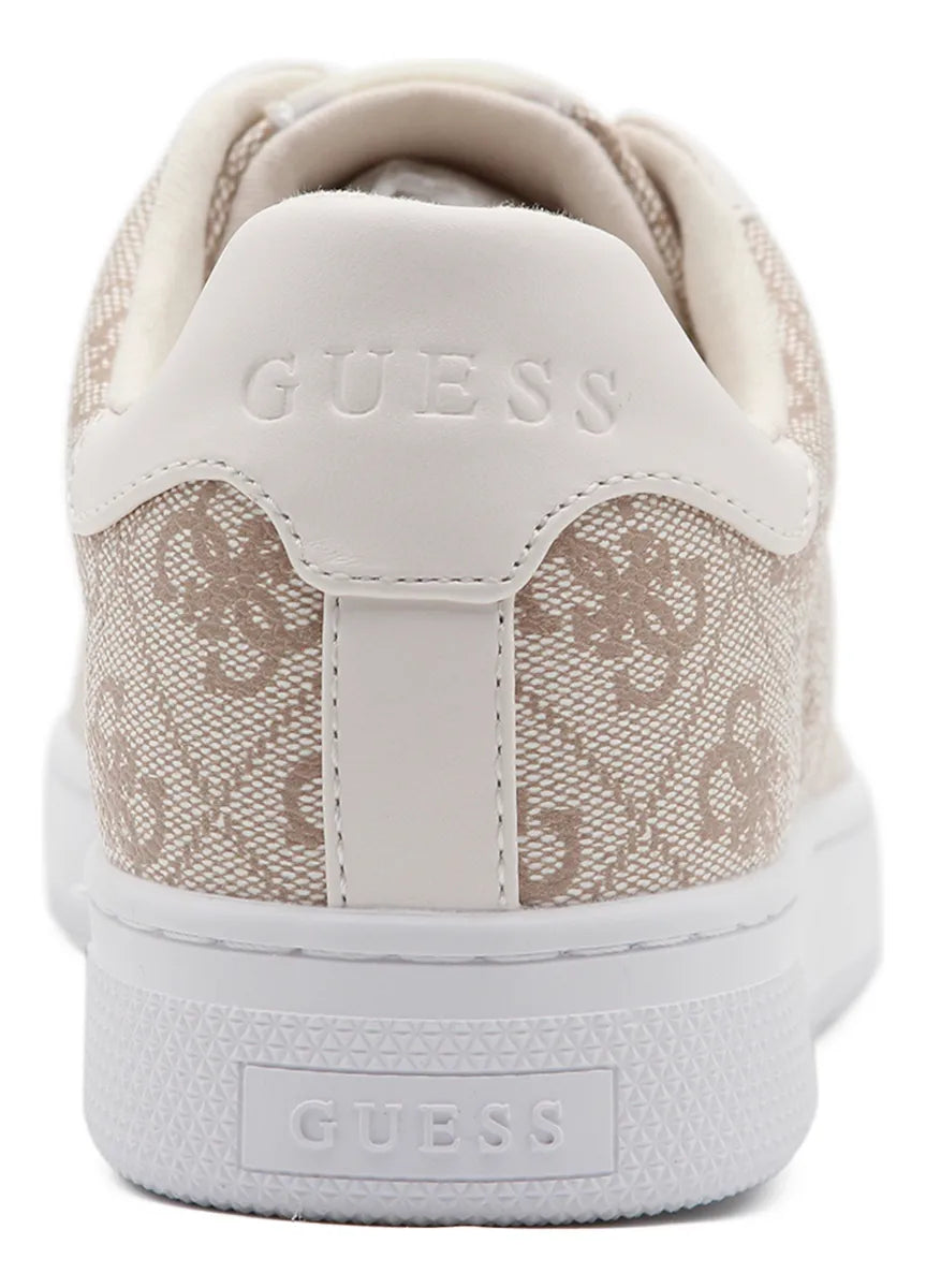 Guess Women’s Beige Monogram Lace-Up Sneakers