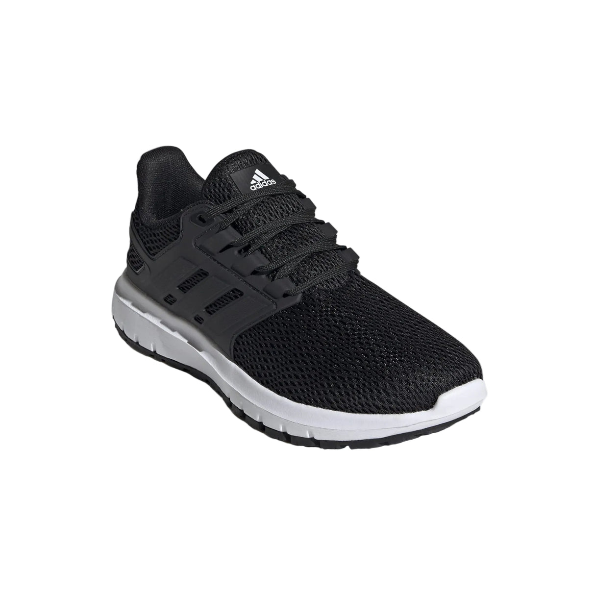 Adidas Ultimashow running shoe in black with a white midsole.