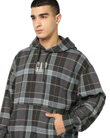 GAP Men’s Multi-Colour Plaid Drop-Shoulder Hoodie – Multicolor