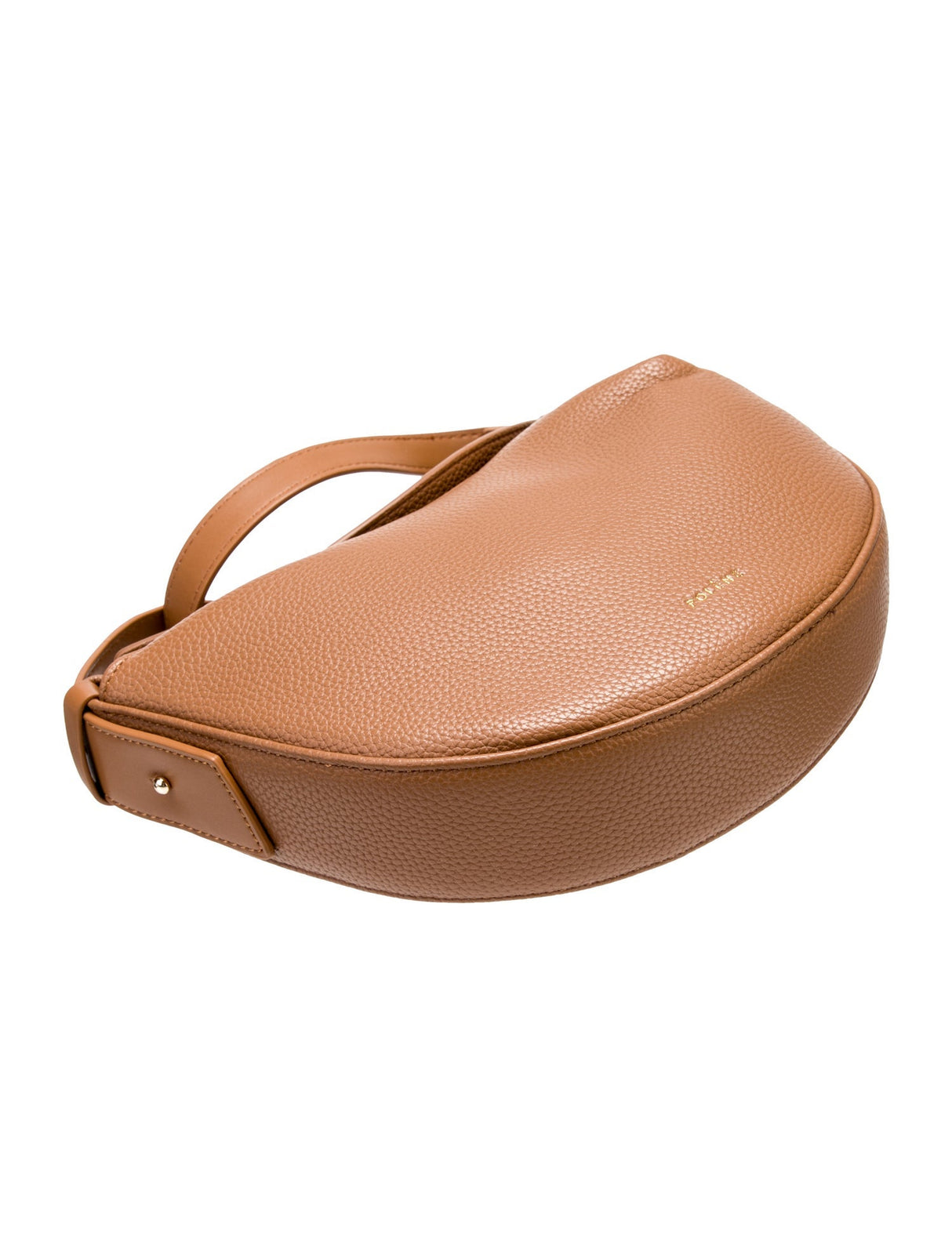 Polène Cognac Textured Leather Shoulder Bag