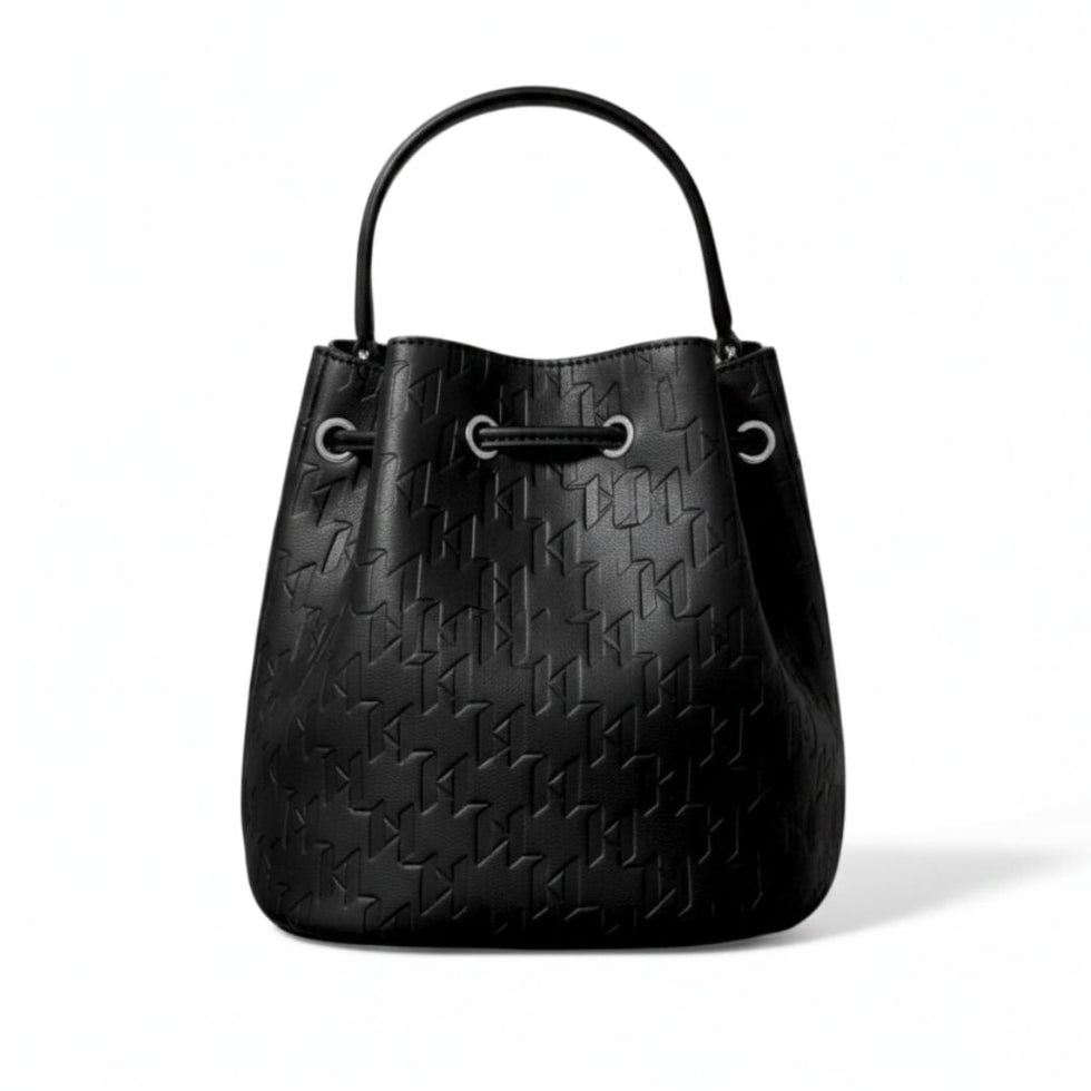 Karl Lagerfeld Paris Monogram Bucket Bag  Women – Black