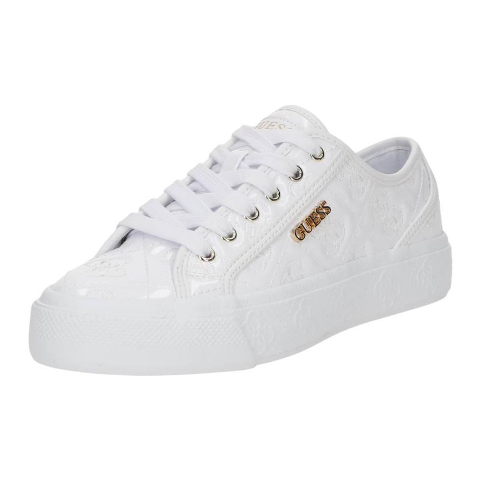 Guess Women’s All-White Embossed Logo Sneaker