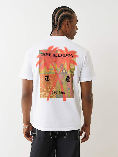 Short Sleeve T-Shirt True flocked palm tree true Religion  regular fit _ White