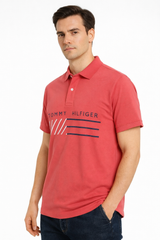 Tommy Hilfiger Men's Red Graphic Polo Shirt