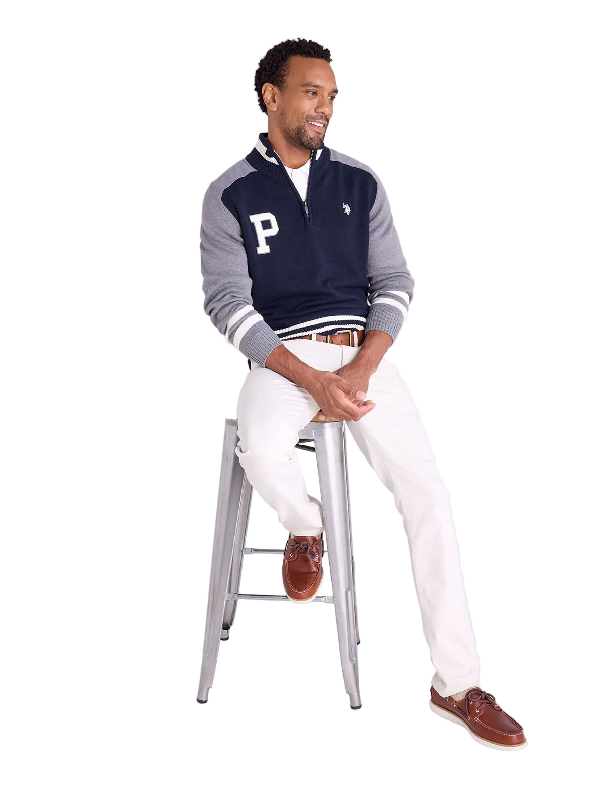 1/4 ZIP PATCH VARSITY SWEATER– U.S. Polo Assn