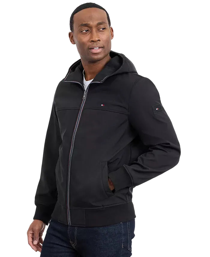 TOMMY HLFIGER Hooded Jacket, Soft, Wind- and Water-Repellent Men jacket _ Black
