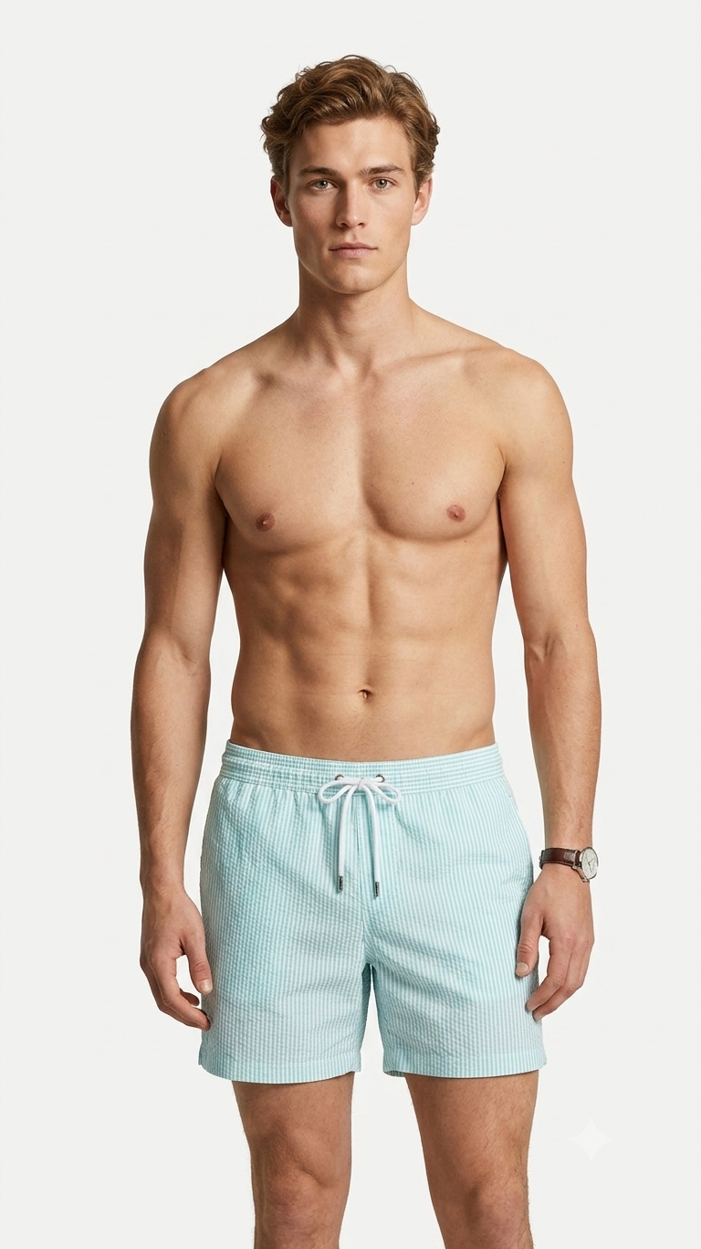 mng Seersucker striped swim trunk