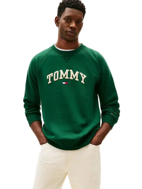 TOMMY HILFIGER Logo Fleece Sweatshirt Men _ Dark Green