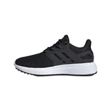 Adidas Ultimashow running shoe in black with a white midsole.