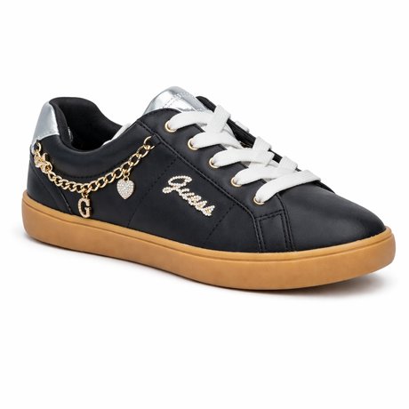 Shoes Guess Platform Black Tennis Shoes with Chain Charms for Women