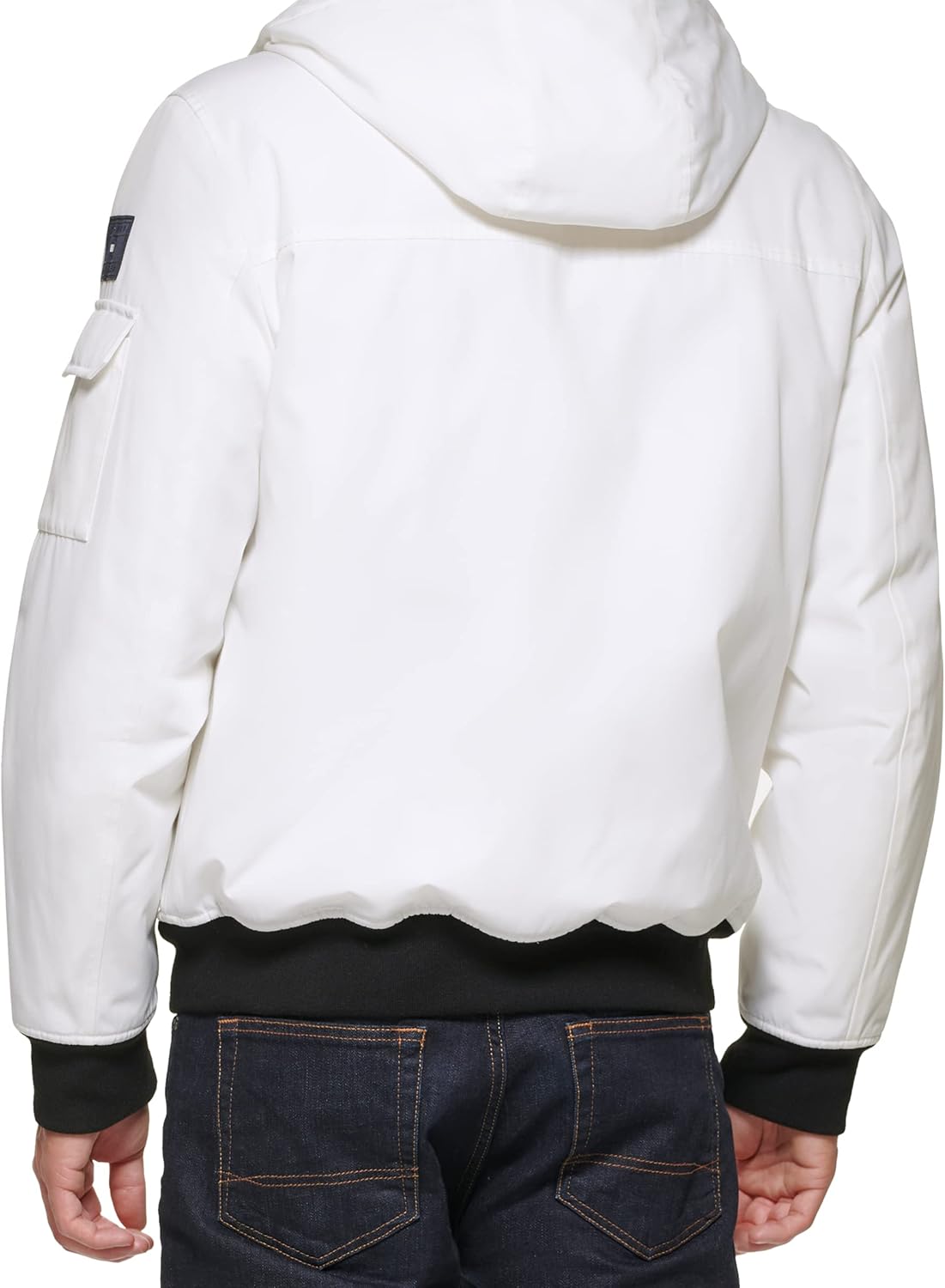 Tommy Hilfiger Men's Arctic Cloth Hooded Utility Bomber jacket  _ Off White