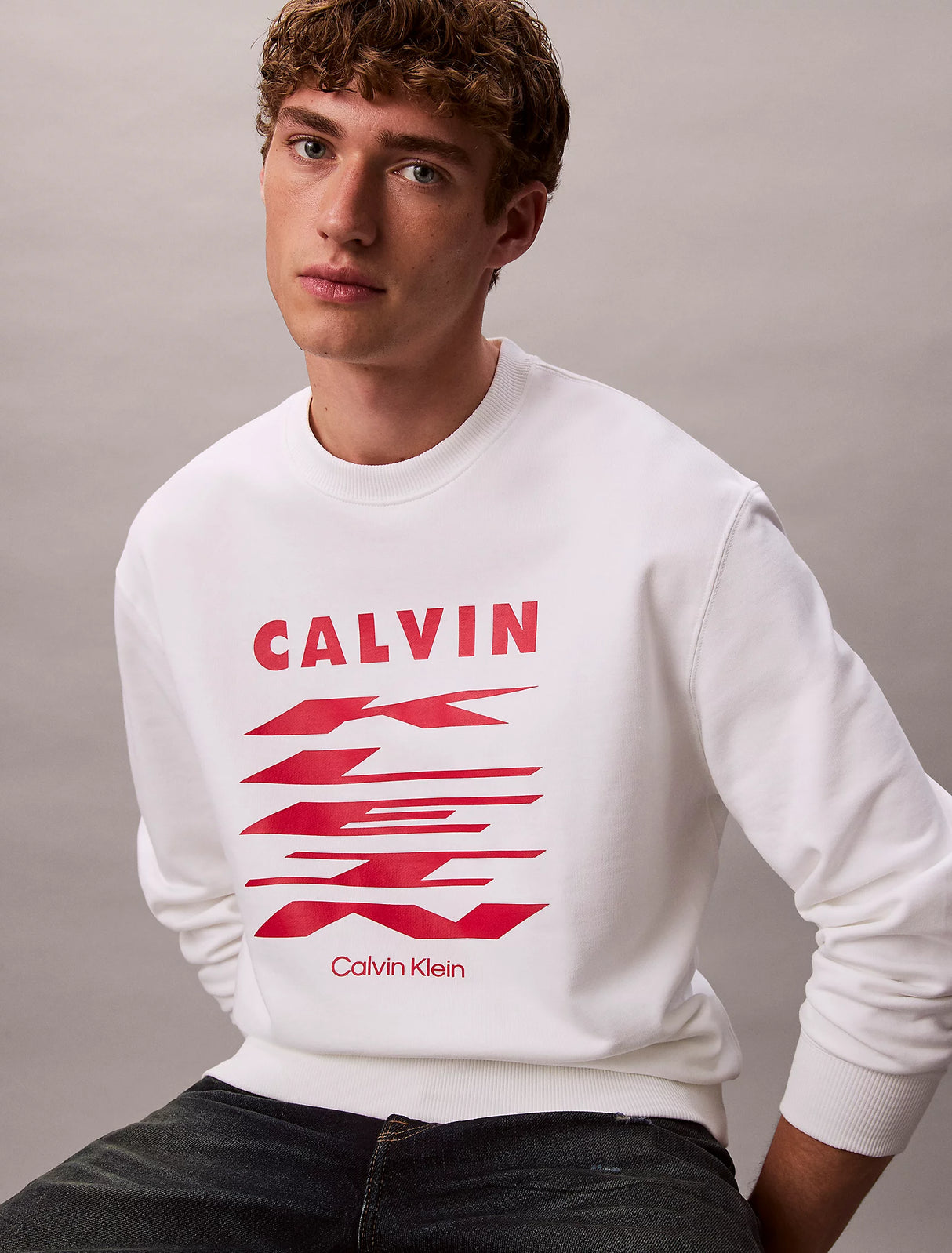 Calvin Klein Sweatshirt Logo Printed Men _ Off white