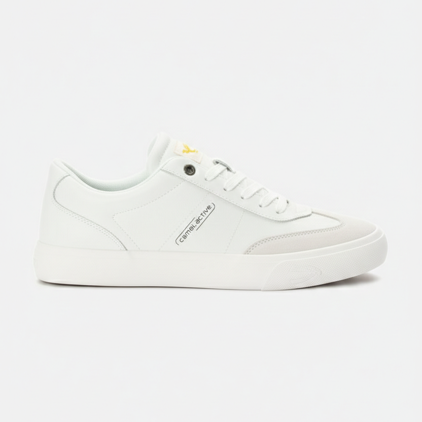 These white men's sneakers are the camel active "Low Casual" trainers_ White